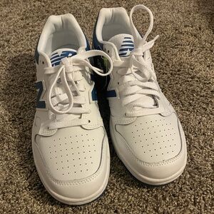 New Balance White and Blue Sneakers